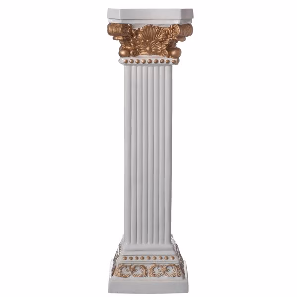Fiberglass White Plinth Roman Column Ionic Piller Pedestal Vase Stand - Photography Props - 41 Inch